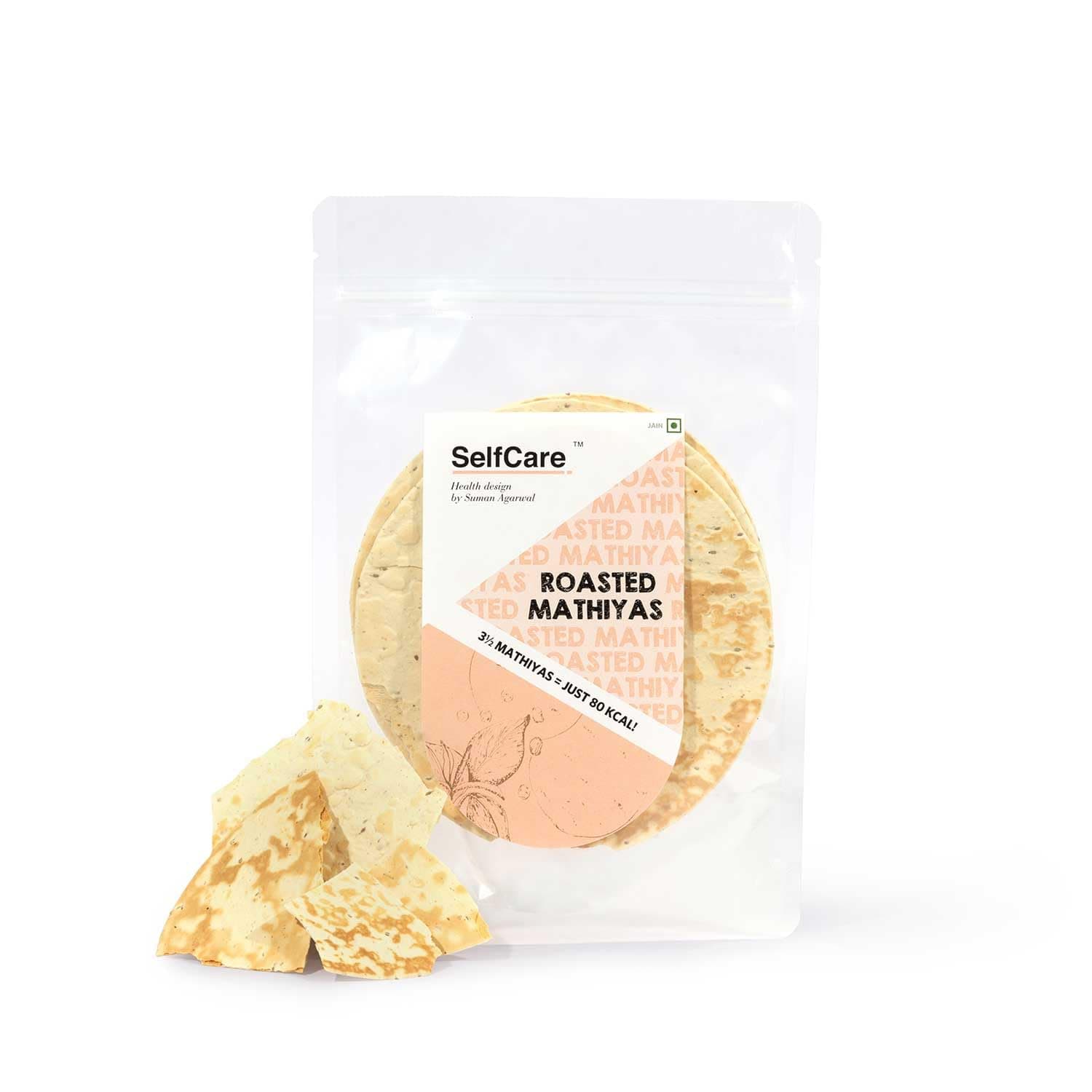SelfCare by Suman Agarwal Roasted Mathiyas Pack of 1 125g | Healthy & Gluten Free | Savoury - Snacks - Namkeen - Grocery | Mid Day - Workout - Tea time Snacking | Jain & Travel Friendly