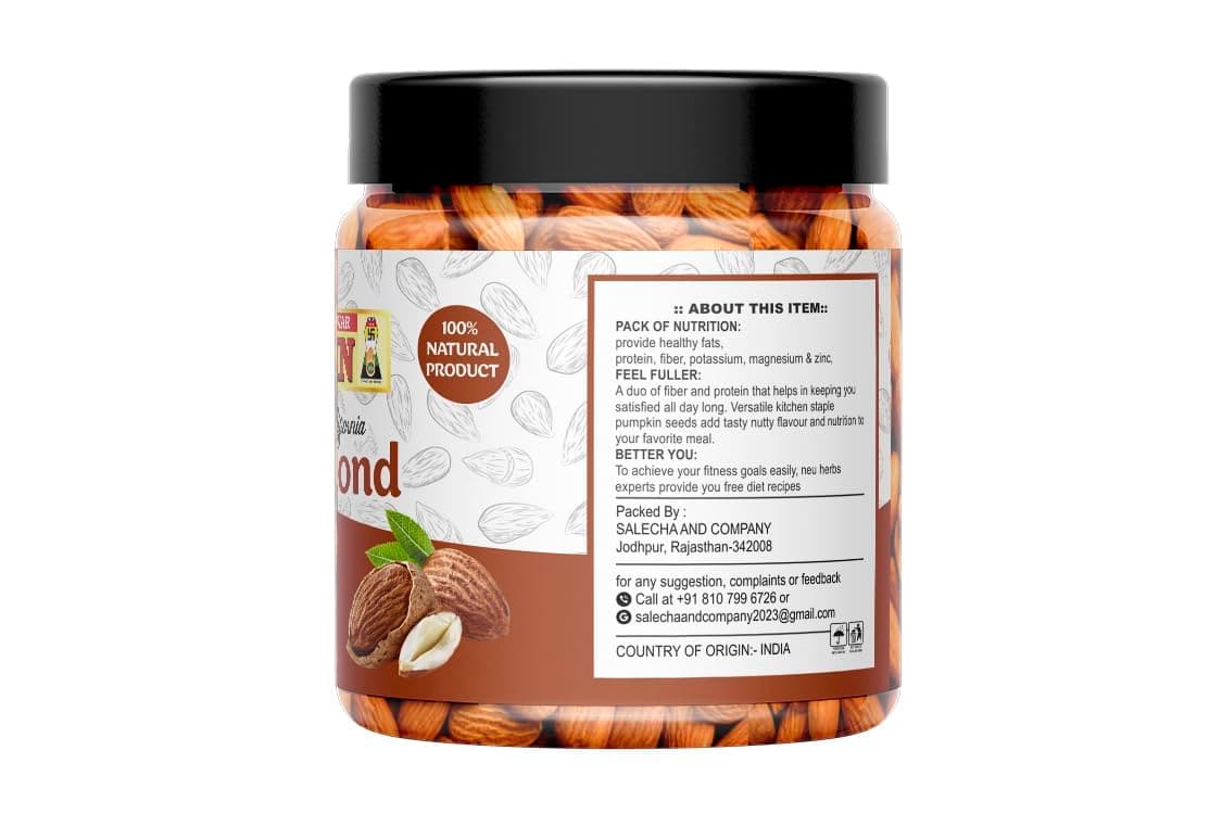 Aadeshwar Jain Almonds Whole (100gram) | Real Nuts, High In Fiber, Badam Giri, Rich In Protein, Magnesium, Phosphorus And Dietary Fibre, Nuts & Dry Fruits ([100gm X 1 ] pack of 1) — image 3