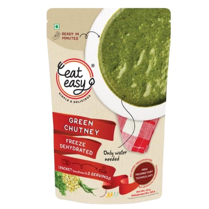 Eat Easy Ready To Eat Coriander Green Chutney- 50gm I No Grinding, Just Add Water and Cook I Tangy & Flavorful, Freeze Dehydrated Fresh Green Dhaniya Chutni Pairs well with Parathas, Sandwiches, Kebab's, Chaats & Snacks I Supports Digestion