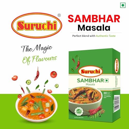 Suruchi Sambhar Masala - 100g | Authentic South Indian Sambhar Masala Powder | Natural Ingredients, No Artificial Colors, Ready to Cook Masala (Pack of 1) — image 3