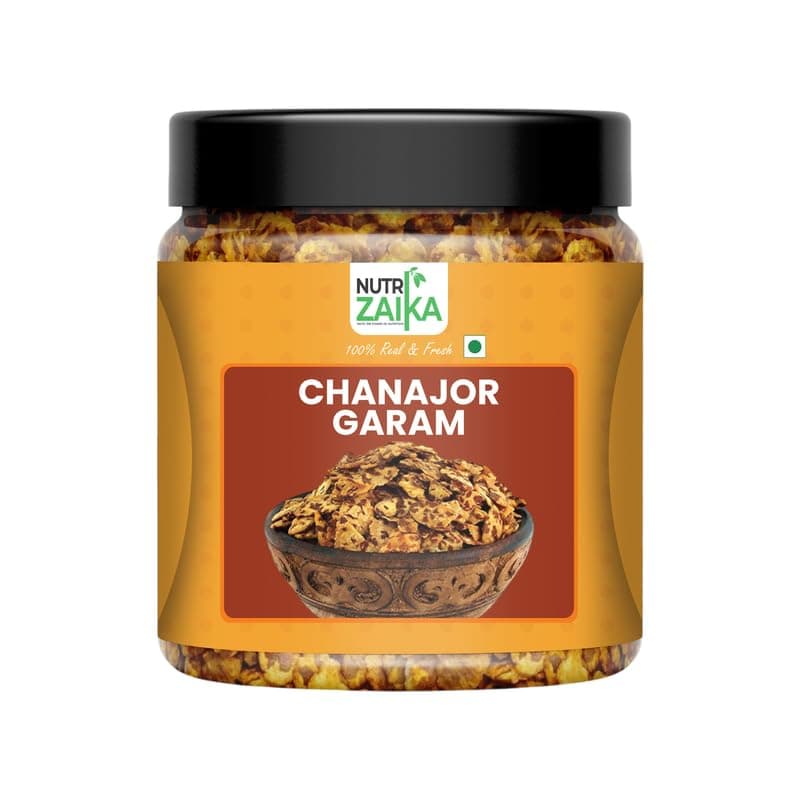 NUTRIZAIKA Chana Jor Garam | Spicy & Crunchy Roasted Chana Snack | High Protein & Fiber | Traditional Indian Namkeen |250gm