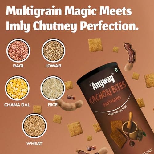 Anyway Kachori Bites Imly Chutney Flavour Anyway Bites | No Maida No Palm Oil | Multigrain Snack | Kota's Bold Street Kachori in a Pack | Sweet Tangy Flavour | No Onion No Garlic | 120g | Anytime Snack (120g - pack of 1, Imly Chutney flavor) — image 3