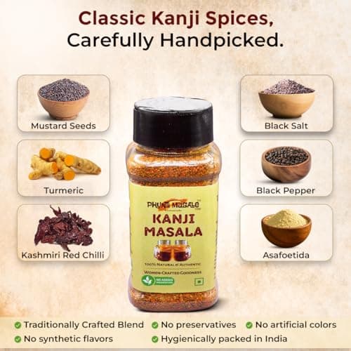 Phunti Masale Kanji Masala Powder | Traditional Indian Probiotic Drink Mix | 100g | No Preservatives | No Onion No Garlic | Gut Health Fermented Drink Spice Mix | Makes 6-7 litres of Kanji — image 5