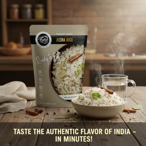 FzyEzy Freeze-Dried Jeera Rice | Ready-to-Eat Instant Meal | Authentic Indian Cumin Rice | No Preservatives | Travel-Friendly Pack (75g) — image 7