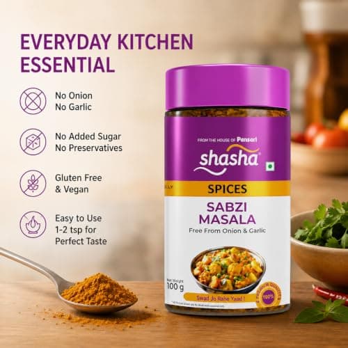 Shasha Sabzi Masala 100g - Spice Mix for Vegetables, Free from Onion & Garlic - Authentic Taste of Indian Spices — image 6