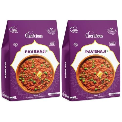Chericious Ready to Eat Jain Pav Bhaji | Freeze Dried-400 gm| No Onion No Garlic | Indian Street Food Style | Instant Heat & Eat Meal (Pav Bhaji)