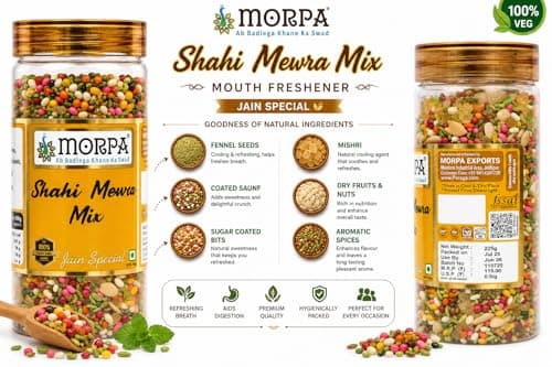 Morpa Shahi Mewra Mix Mouth Freshener Jain Special Mukhwas with Fennel Seeds Dry Fruits and Sugar Coated Saunf Refreshing After Meal Digestive 200 gm — image 3