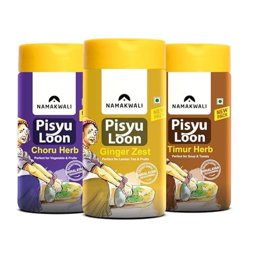 Namakwali Flavoured Pahadi Salts (Timur herb, Gandhrain or Choru herb, Ginger zest) | Pack of 3 - 300 Gram | No Onion No Garlic | Seasoning Combo - Popcorn, Noodles, Salad, Raita, Fruits, Sweet Corn, Makhana | SharkTank India S3