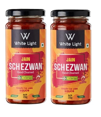 White Light Food Jain Schezwan Sauce l No Onion No Garlic l Ready to Eat Healthy Food - Pack of 2, 250g Each