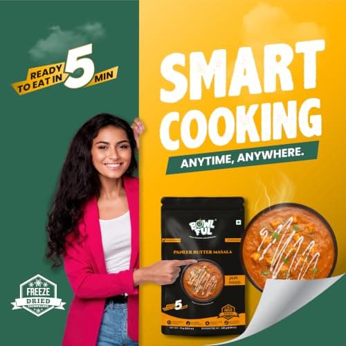 BowlFul Pack of 3 Jain Paneer Butter Masala, 75 gms, Creamy Red Gravy With Cottage Cheese and No Onion or Garlic. 100% Natural, Freeze Dried Food — image 8