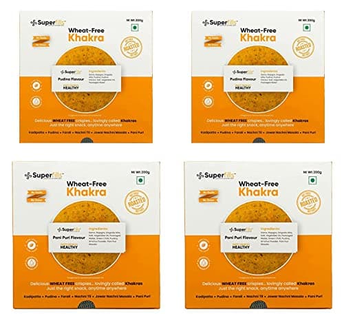 Superfills Wheat-Free (Gluten Free) Combo of 2 Nachni Till + 2 Jowar Nachni Flavour Khakra Healthy Gujarati Crispy Indian Snacks, Ready to Eat No Garlic & No Onion, 800G — image 6