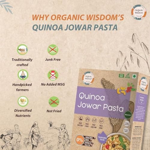 Organic Wisdom-Back to Roots Quinoa Jowar Macaroni, 180 g | Millet Pasta | No Maida | No MSG | No Refined Oil | High Protein & Fiber — image 2