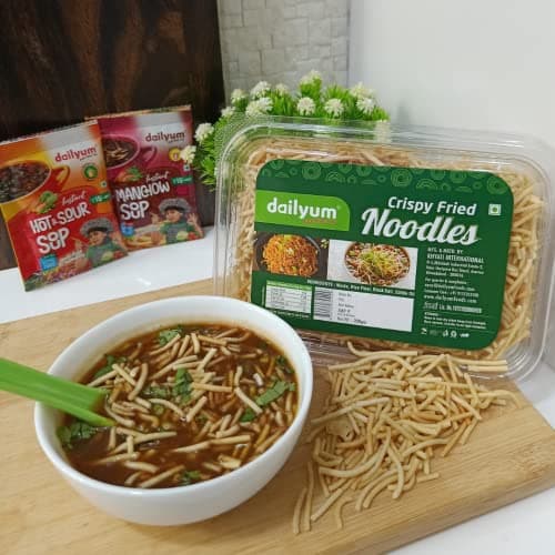Dailyum instant | No Onion Garlic | 2 Manchow Soup 50g | 2 Hot N Sour Soup 50g | Crispy Fried Noodles 200g | Natural | No MSG | Jain |Combo Of 5 — image 4