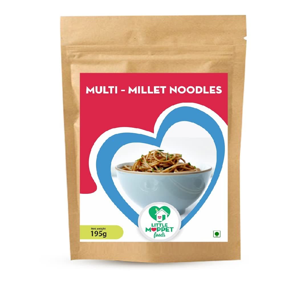 Little Moppet Foods Multimillet Noodles | No Maida, MSG, Preservative, Additives, Refined Oil | Sun Dried | Made with 5 Millet Supergrains |Vegetarian| Includes Tastemaker | Quantity - 195g