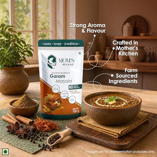 Mom’s Mixes Garam Masala (Garam Masala Powder) | Pure Jain Spices | No Onion No Garlic (Jain Friendly) | Rich & Aromatic | No Preservatives | 100g — image 6