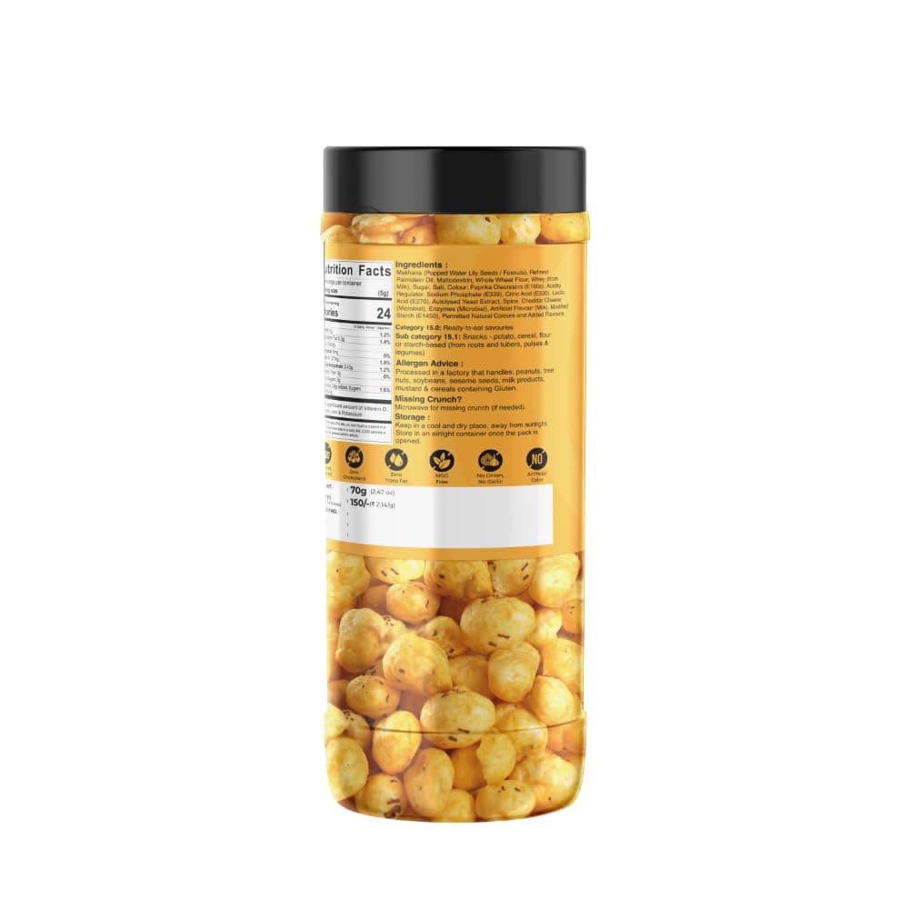 Chaskaah Cheddar Cheese Makhana,70g by JK (Foxnuts, Phool Makhana)| Dry Roasted| Rich in Calcium| Low Cholestrol|High Fibre| Jain — image 3
