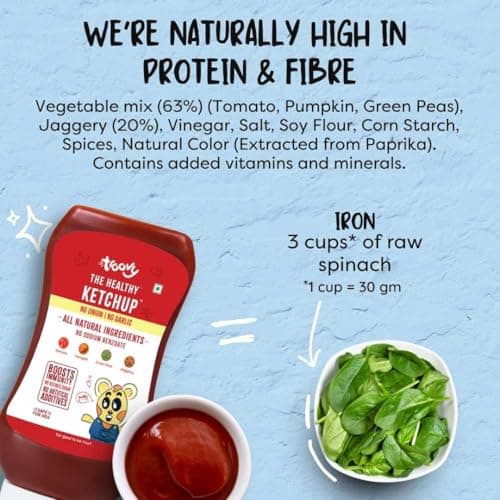 Troovy Healthy Tomato Ketchup | No Onion and No Garlic | No Processed Sugar (uses Jaggery) | 100% Chemical Free | No Preservatives | No MSG | No Sodium Benzoate | All Natural Ingredients | Contains Minerals like Iron | Tastes like Regular Tomato Ketchup | Pack of 2 — image 5