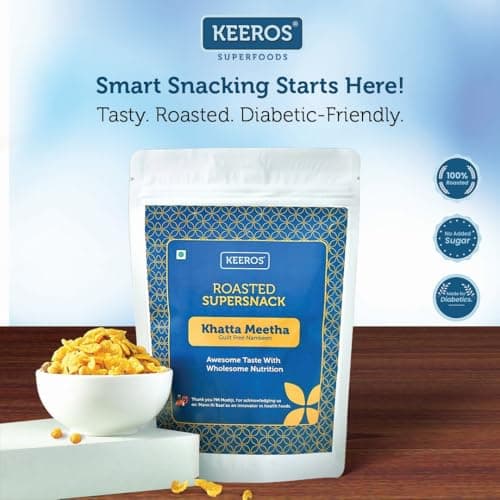 Keeros Roasted Khatta Meetha Namkeen | Diabetic-Friendly, Guilt-Free Snack | High-Fibre, Zero Cholesterol & Trans Fat |200g — image 2
