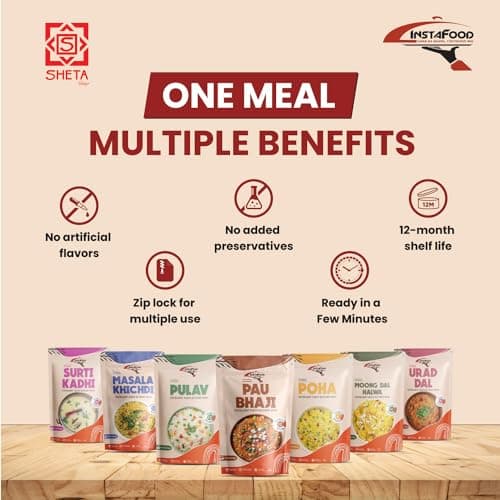 INSTAFOOD Breakfast Poha | Ready to Cook Meal | 2-3 Servings | Pack of 1 (150g) | After Cooking Gets 300GM to Serve | Zip Lock Packaging | Vegetarian Meal | Just Add Water and Cook — image 5