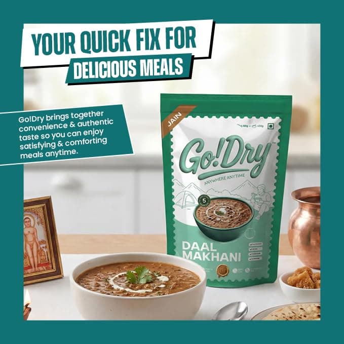 Go!Dry Jain Dal Makhani Rice Combo | Ready to Eat Indian Meal | No Onion No Garlic | No Preservatives & No Palm Oil | 80g — image 7