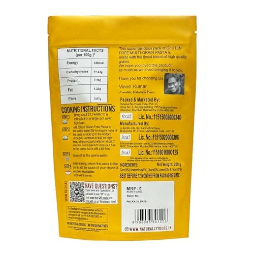 Naturally Yours Gluten Free Multigrain Pasta | Corn, Amaranth, Bengal Gram, Jowar & Rice | No Maida, Preservative Free, Vegan, No Onion No Garlic, Jain Friendly | High Fiber & Protein | 200g Pack of 2 — image 2