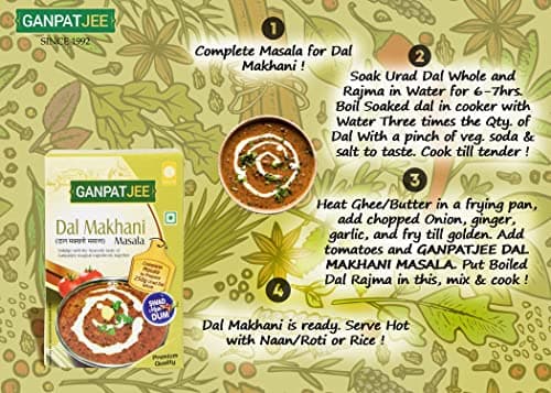 Ganpatjee Dal Makhani Masala Powder 45G | Pack of 15g x 3 | No Onion No Garlic | Authentic Taste Ready Mix masala — image 5