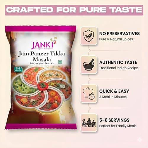Janki Jain Paneer Tikka Masala - Pack of 7, 50 Gms Each | Ready to Cook Paneer Masala Mix | No Onion No Garlic | Quick & Easy Paneer Masala Packet — image 4