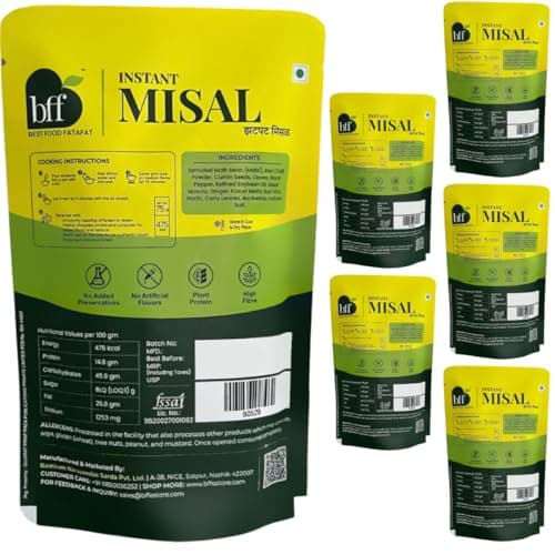 BFF Instant Misal - No Onion, No Garlic| Pack of 6 (75g Each) | Spiced Maharashtra-Style Meal | Just Add Water & Heat | Ready in Minutes | Suitable for Breakfast, Lunch, or Snack — image 2