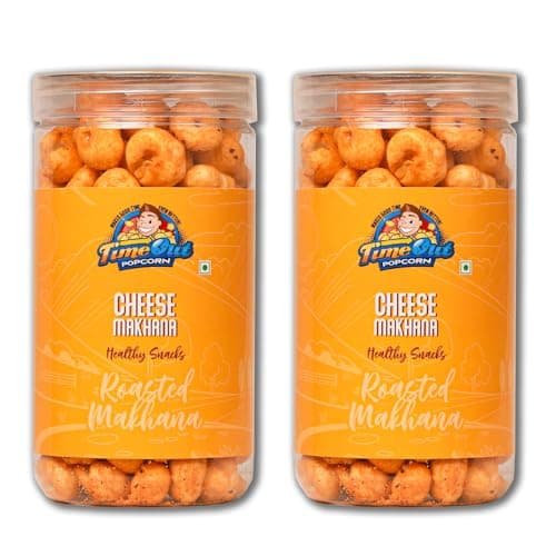 Time Out Popcorn - Cheese Jain Roasted Makhana | Flavoured Makhana | Healthy Crunchy Foxnuts | Gluten Free Snacks | Pack of 2 x 70g