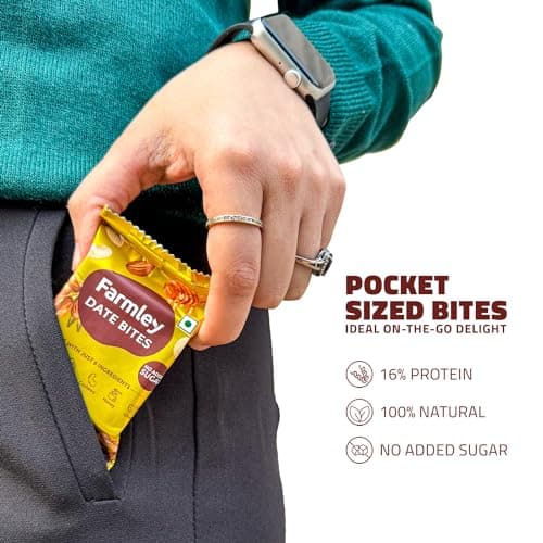 Farmley Date Bites I Dates Barfi Made with Dates, Pista, Cashews, Almonds, Honey and Pure Ghee I Dry Fruits Nuts, Healthy Snacks Sweets,Gluten Free, No Added Sugar (200g, Dates Bites Jar) — image 5