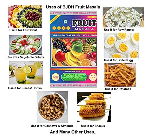 BJDH Fruit Masala (9 x 100 Grams) | Chat Masala (Also Known as Shikanji Masala) Use for Bread Toast | Dahi Bhalla | Aloo Chaat | Paneer | Boiled Egg | French Fries and Many Other Items. — image 2
