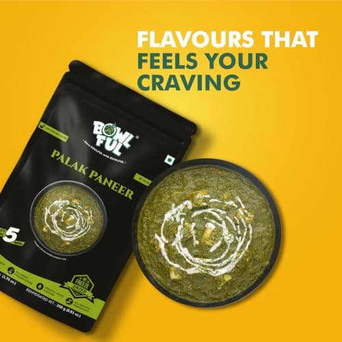 BowlFul Palak Paneer, 50 GMS, Creamy Spinach Based Gravy with Cottage Cheese and No Onion or Garlic | Pure Natural, Freeze Dried Food (Pack of 3) — image 7