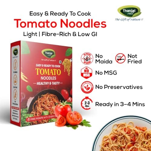 Thanjai Natural Tomato Noodles 180 Grams X 2 (No Maida Hakka Noodles, Not Fried, No MSG, Classic and Mild Millet Noodles No Preservatives, No Chemicals, No Artificial Extract) — image 2