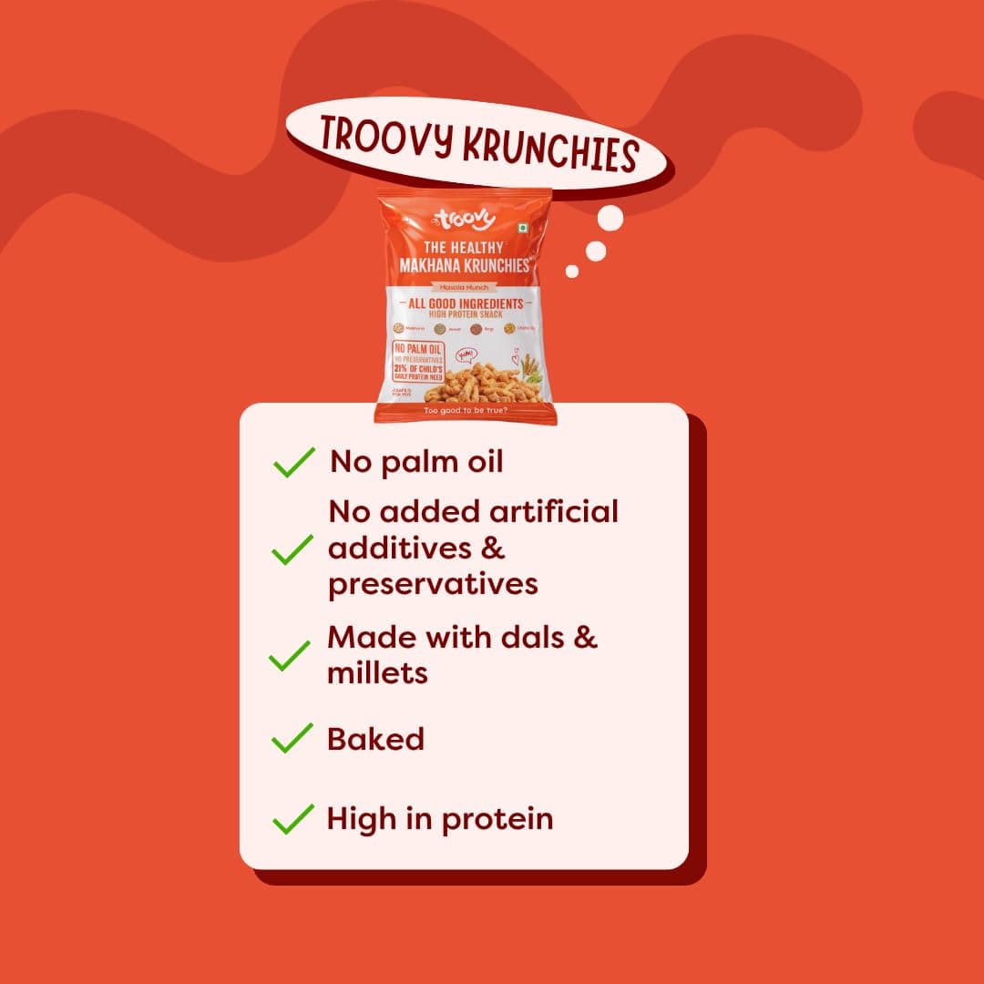 Troovy Healthy Makhana Krunchies (Pack of 3)| Natural Ingredients, Made with Makhana, Jowar, Chana Dal, Soy Protein, Ragi & Quinoa | Baked Snacks | 70gm x 3 — image 7
