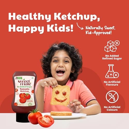Sweetmate No Garlic Onion Tomato Ketchup | No Added Sugar & Jaggery | Jain & Fasting Friendly | Tastes Like Regular Ketchup | No Artificial Colors, Flavours or Thickeners | Ideal for All Ages – 300g — image 3