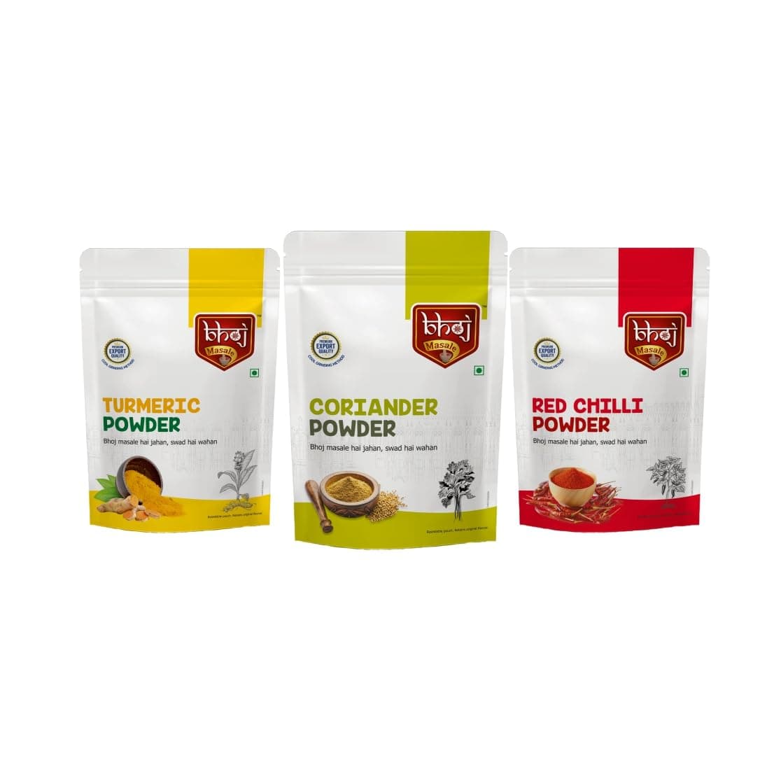 Bhoj Masale Haldi, Dhaniya And Red Chili Powder Combo Pack 200GM Each | Aromatic Spice for Flavorful Indian Cooking | For Flavorful Cooking | No Artificial Flavor Added — image 2