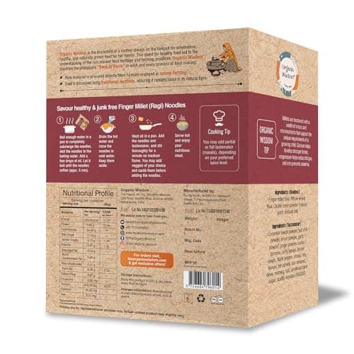 Organic Wisdom Ragi Noodles (Finger Millet) | Healthy Millet Noodles, Pack of 2 – 192g Each | No Maida, Not Fried, Sun Dried | No MSG, No Junk | High Calcium, Iron & Protein | Tastemaker Inside — image 8