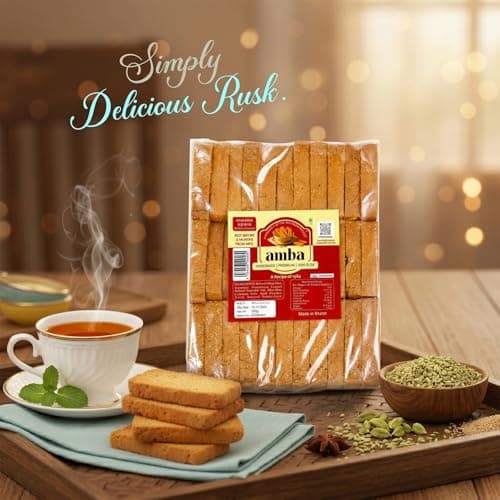 Amba Handmade Premium Jain Snack Combo | Buttery Ajwain Cookies 300g & Khas-Khas Suji Rusk 350g | Crispy Tea-Time Biscuits & Rusk | Fresh Bakery Snacks | Vegetarian Delight — image 4