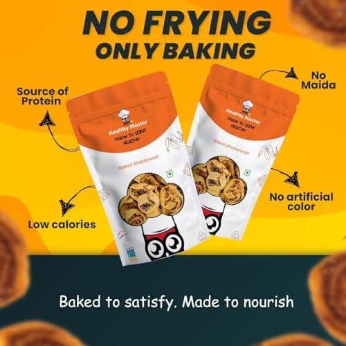 Healthy Master Baked Bhakarwadi, 250g | Healthy Gujarati Snacks | Crispy Bakarwadi | Morning and Evening Snacks | No Palm Oil, No MSG, No Preservatives | High-Fiber & Diet-Friendly — image 3