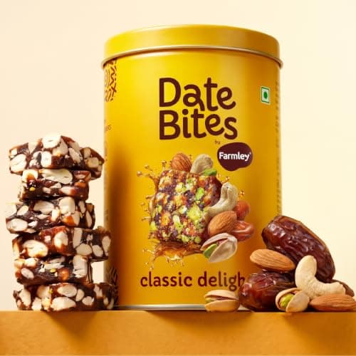 Farmley Date Bites, Dates Barfi Made with Dates, Pista, Cashews, Almonds, Honey and Pure Ghee, Dry Fruits Nuts, Healthy Snacks, Healthy Sweets, Gluten Free, No Refined Sugar, 200g (10 Pieces) — image 5