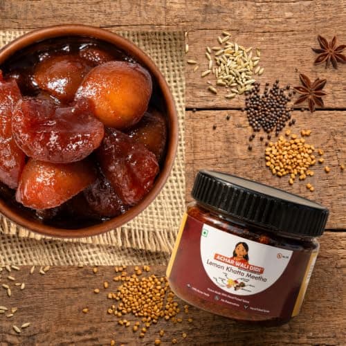 Achar Wali Didi Lemon Khatta Meetha Pickle | Homemade Oil-Free Nimbu ka Achar with No Onion or Garlic | Traditional Lemon Chunda Style Sweet & Sour Pickle | Didi's Taste, Indian (500g) — image 2