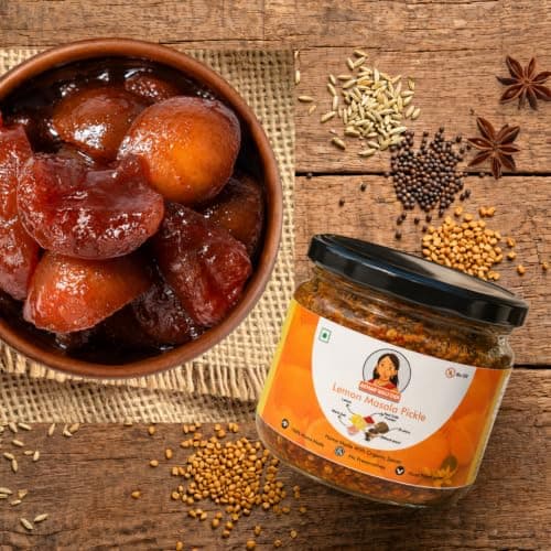 Achar Wali Didi Lemon Masala Pickle in Fresh | Indian Homemade Nimbu ka Achar with No Onion & Garlic | Sour and Salty Oil-Free Pickle | Traditional Didi's-Style Recipe | Organically Processed (300g) — image 2