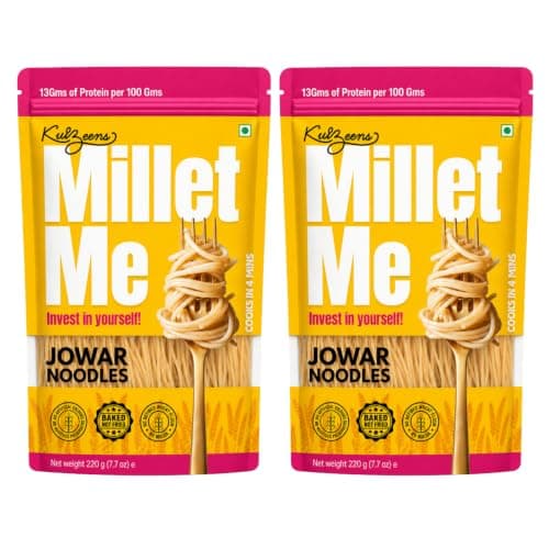 Millet Me by Kuizeens Gluten-Free Jowar Noodles - 220G (Pack of 2 ) | High-Protein SorghumNoodles | Gluten-Free Delight | Easy-to-Make | No MSG | No Preservatives | Low Glycemic |Jain | No Onion & Garlic