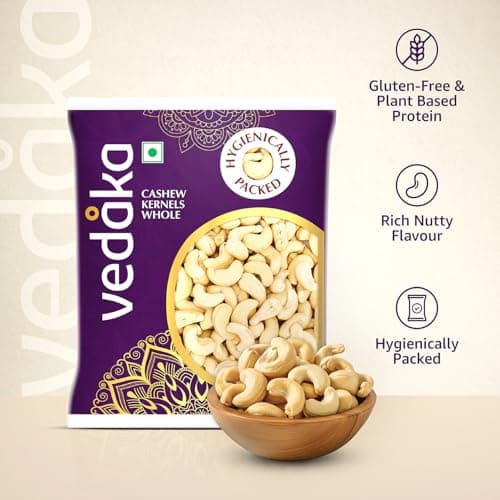 Amazon Brand - Vedaka Whole Cashews | 200 Gram | Grade W320 Kaju | Gluten-Free & Plant Based Protein | Firm Texture, Rich Taste | Regular-Sized, Non-Split | Healthy Snack — image 5