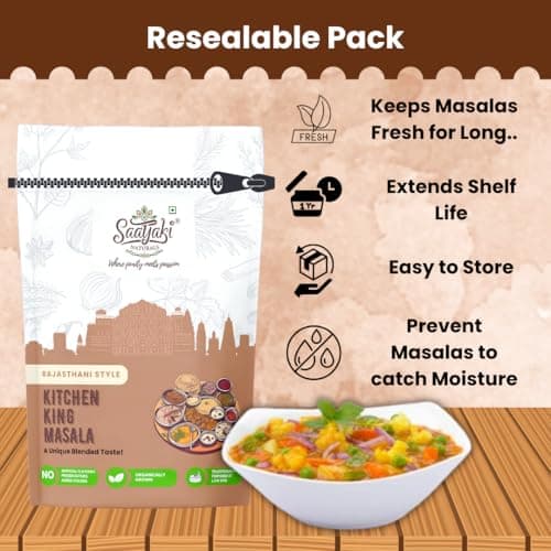Saatyaki Naturals Kitchen King Masala - 100gm| Authentic Indian Spice Blend for Curries, Sabji and Daily Cooking|Homemade Style, Freshly Grounded Aromatic Masala with No Preservatives — image 5