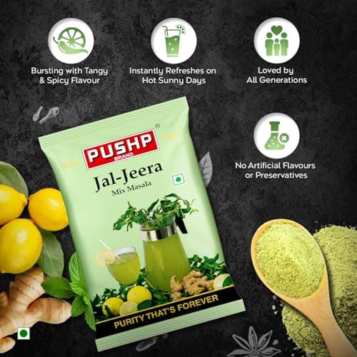 Pushp Brand Jal Jeera Powder (Masala) 500 g Pouch | Pack of 2 | Instant Drink Mix Masala for Refreshing Summer Drink & Chat, Mint & Cumin Blend, No Artificial Colours | Hygienically Packed | — image 5