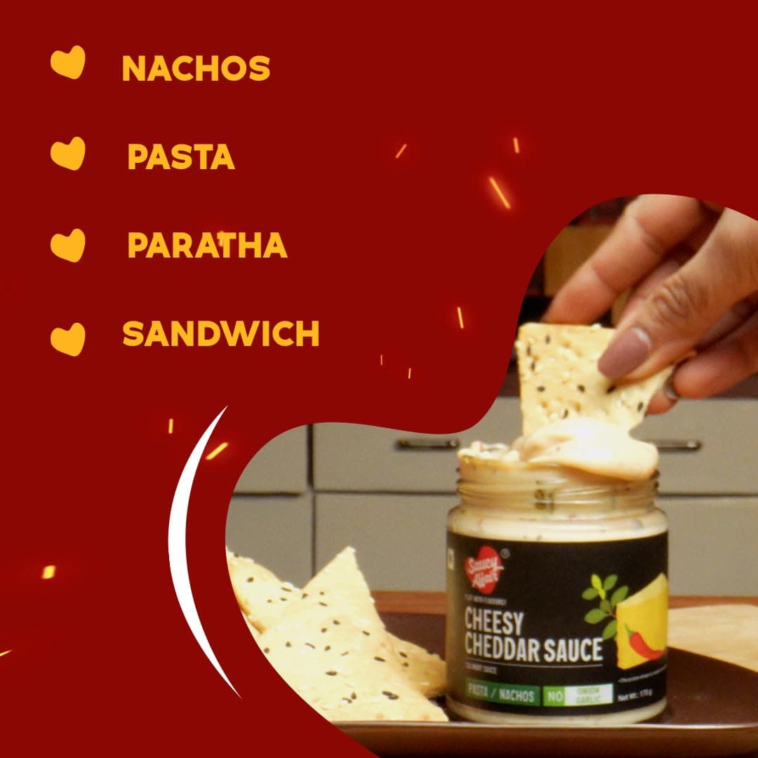 Saucy Affair Sauce- No onion No Garlic Sauce | Cheesy Cheddar Sauce Set of 2 | Creamy, Flavorful, Perfect for Dipping, Drizzling & Cooking, 340 gram — image 3