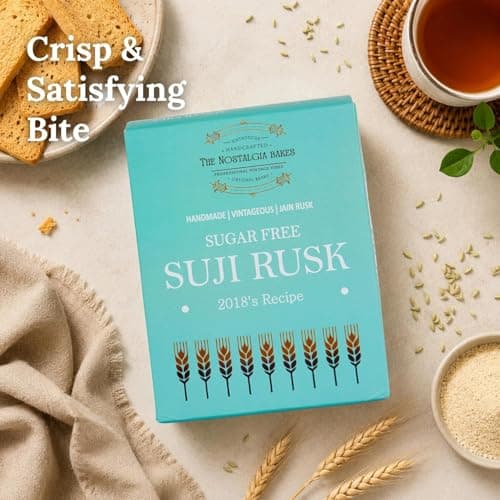 The Nostalgia Bakes Sugar-Free Suji Rusk – Handmade Semolina Toast for Tea Time – Crispy & Crunchy Jain Rusk with 2018's Original Recipe – Healthy Breakfast Snack – No Added Sugar — image 7