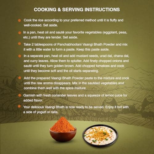 Vangi Bath Powder 200g | Authentic Flavours From South India, Made With Wholesome Spices & Lentil, Pure & Natural Brinjal Rice Powder, No added Preservative & Color, Healthy and Tasty — image 5