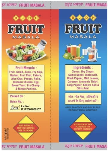 BJDH Fruit Masala (9 x 100 Grams) | Chat Masala (Also Known as Shikanji Masala) Use for Bread Toast | Dahi Bhalla | Aloo Chaat | Paneer | Boiled Egg | French Fries and Many Other Items. — image 3